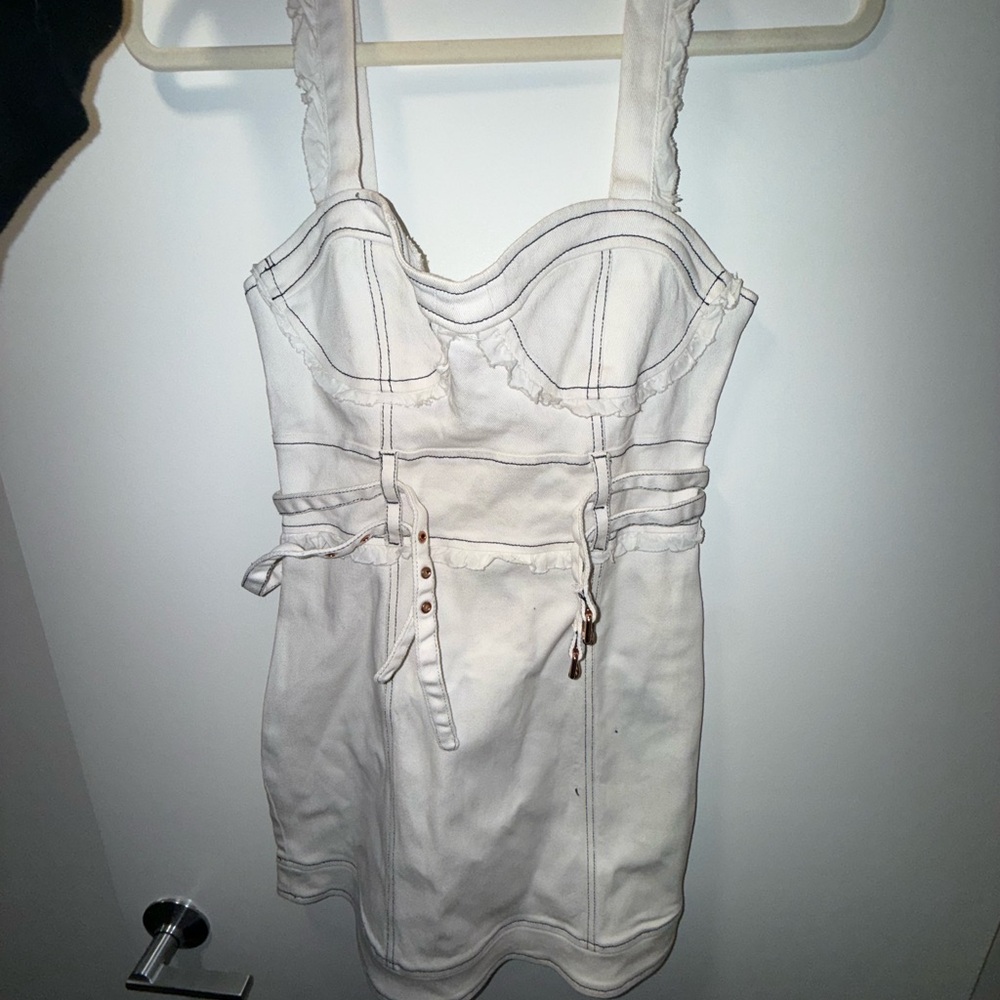 For Love And Lemons cream ruched mini dress